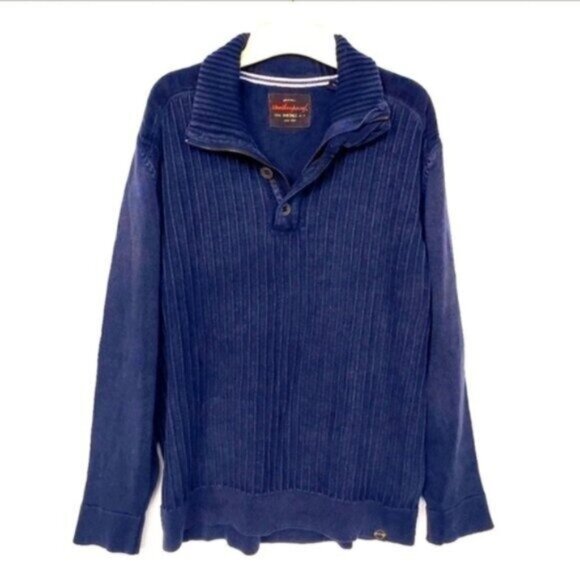 Ribbed Distressed Sweater Unisex Like New Denim like Size L - Picture 1 of 10